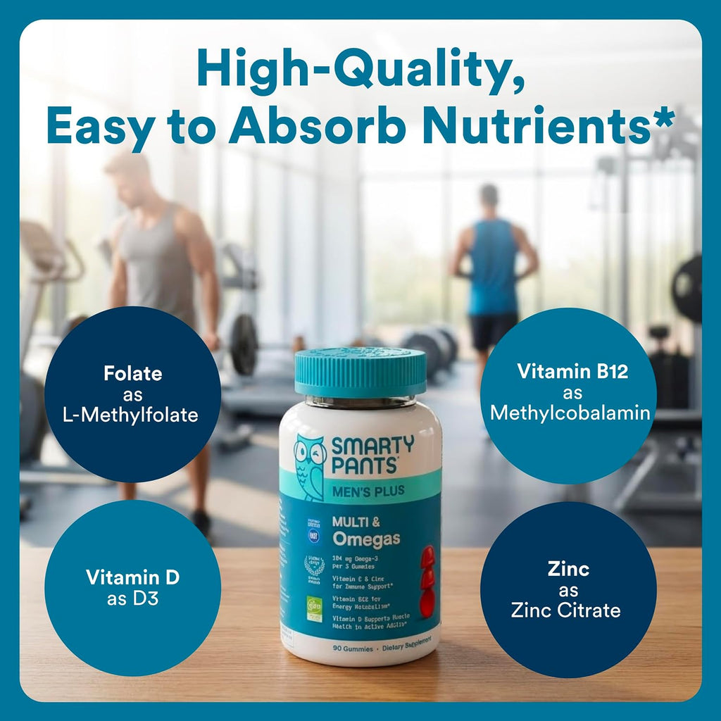 SmartyPants Men's Multivitamin Gummies - 90 Gominolas Multivitamínicas con Omega 3 DHA/EPA