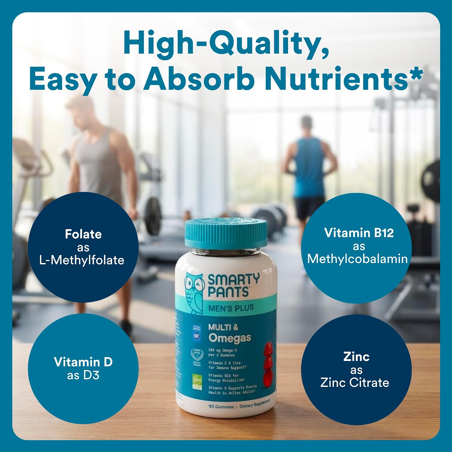 SmartyPants Men's Multivitamin Gummies - 90 Gominolas Multivitamínicas con Omega 3 DHA/EPA