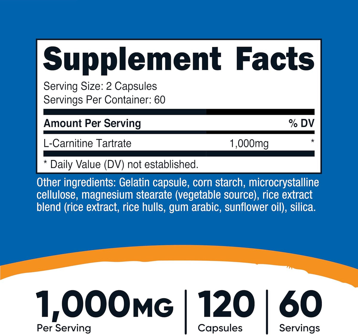 Nutricost L-Carnitina Tartrato 1000mg, 120 – Acetil-L-Carnitina (ALCAR): capaz de atravesar la barrera – Image 2
