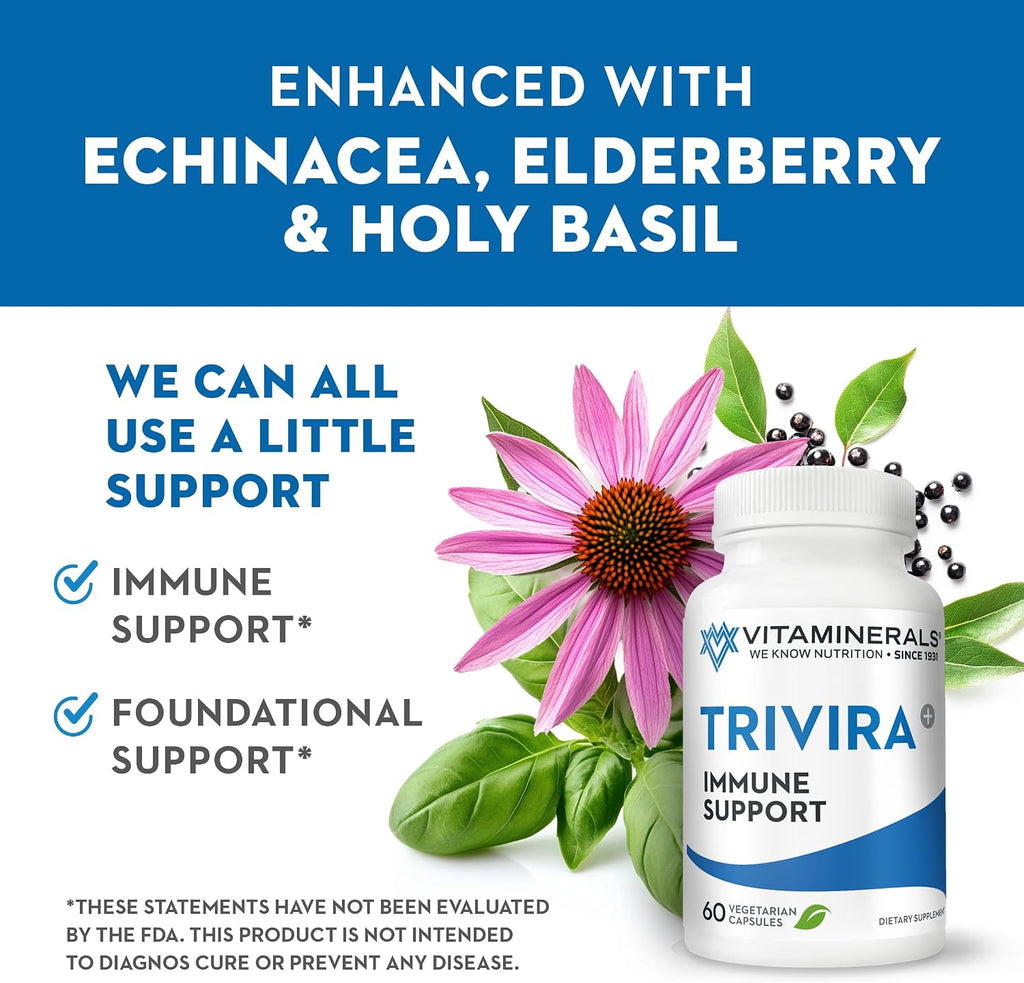 Vitaminerals TRIVIRA - Vitamina C, D3, Zinc, Hierbas y Prebióticos - 60 Cápsulas Vegetales