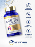 Carlyle Chitosan 1200 mg - 120 Cápsulas de Liberación Rápida - Sin Gluten, No GMO