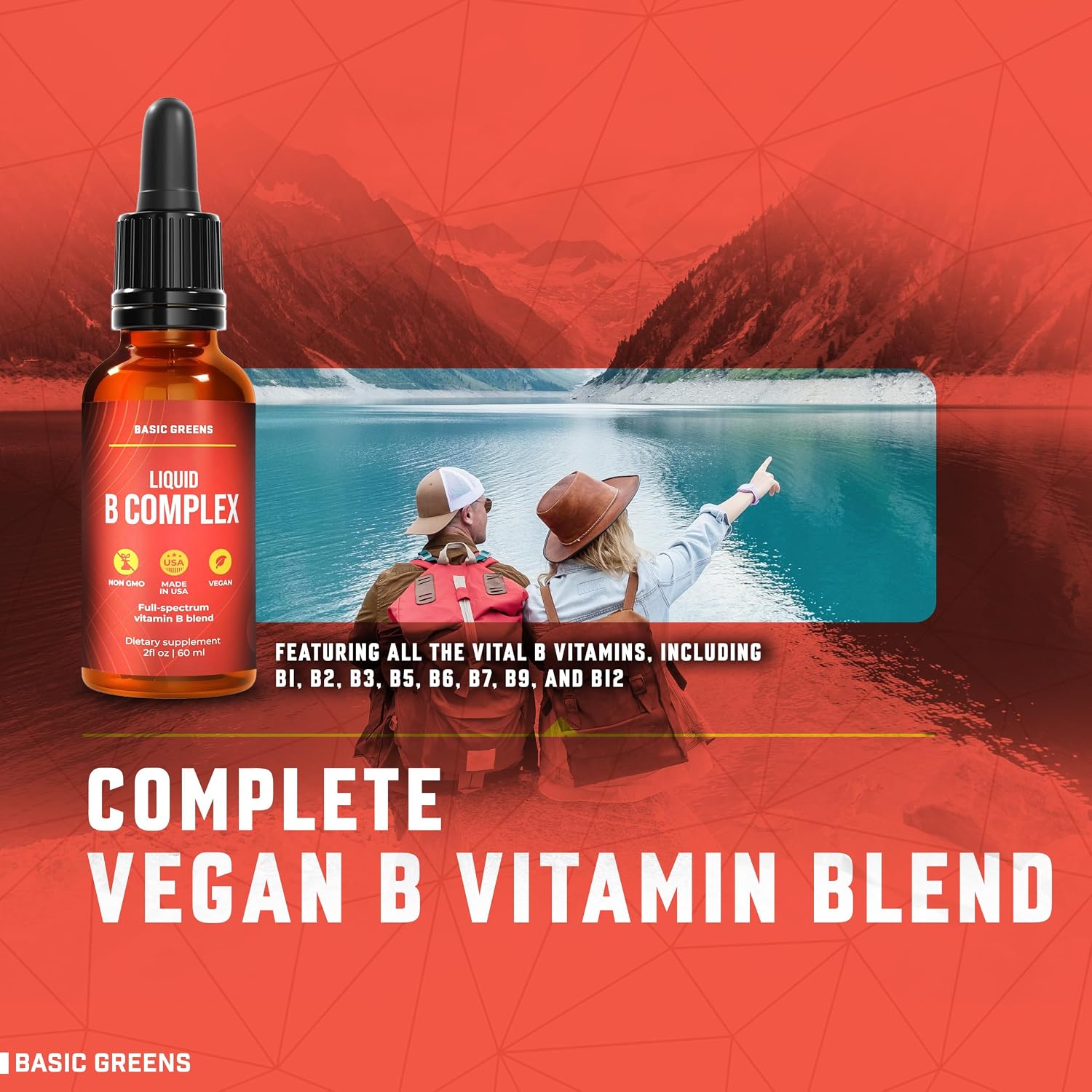 Vitamin B Complex Liquid Drops Vegan - Extra Strength Sublingual Formula - Complejo B en gotas sublingual vegano