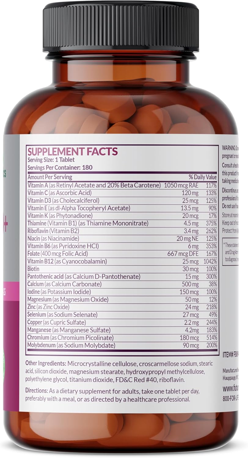 Futurebiotics Women's 50+ Multivitamin Once Daily, 180 Comprimidos – Multivitamínico para Mujeres Activas Mayores de 50