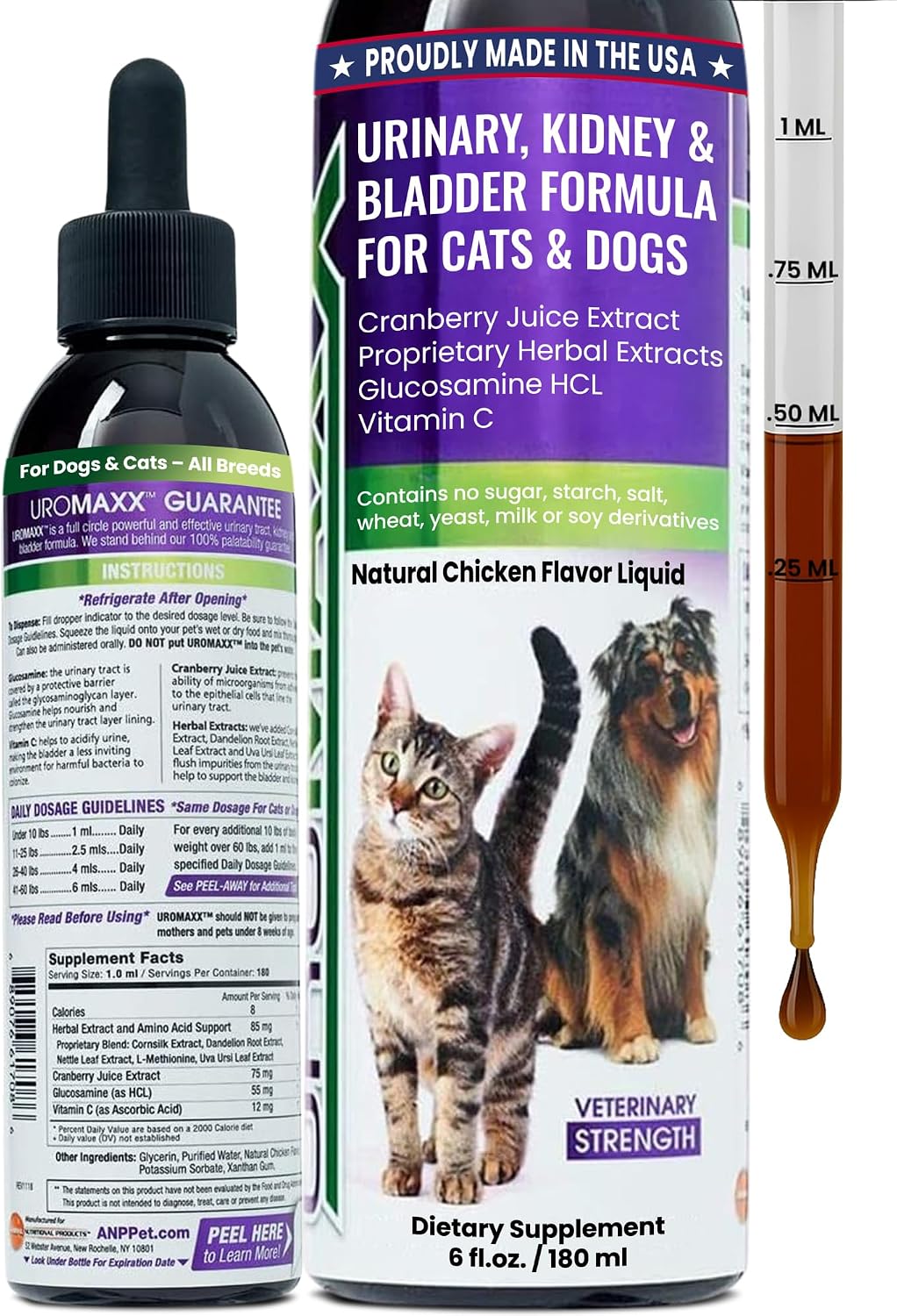 UroMAXX Fórmula para el Tracto Urinario, Riñón y Vejiga para Perros y Gatos, 2 Pack de 177 ml