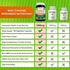 aSquared Nutrition Complejo Liposomal de Vitamina C - 1500mg - 180 Cápsulas - Alta Absorción - 90 Dosis