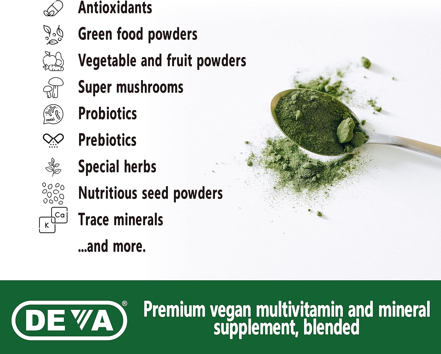DEVA Tuba Prime Multivitamínico Vegano Sin Hierro - Alta Potencia con Superalimentos, Hongos y Probióticos - 90 Comprimidos