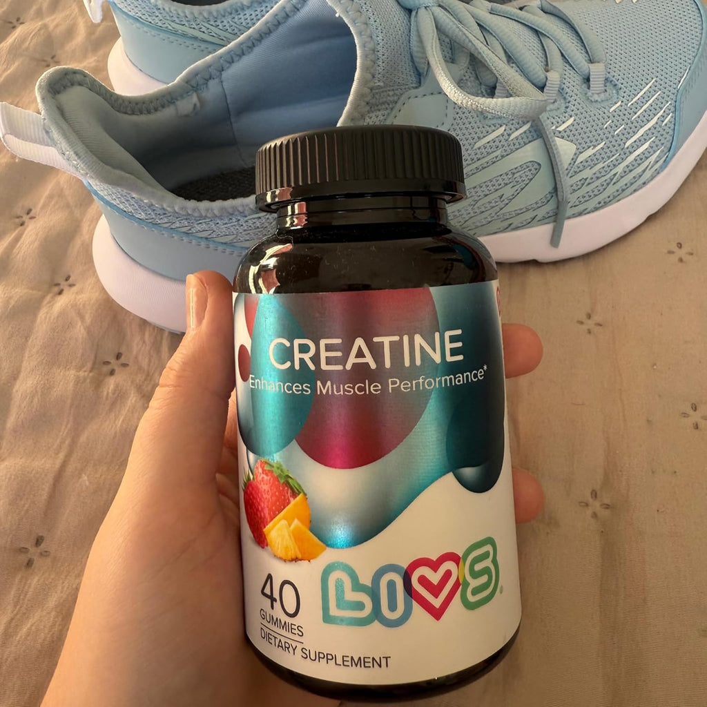 LIVS Creatine Monohydrate Gummies 5g - Suplemento Pre-Entreno para Hombres y Mujeres - Crecimiento Muscular, Fuerza y Recuperación - Vegano, Halal, Kosher, Non-GMO - Sabor Tropical Fruit Punch - 40 Gomitas