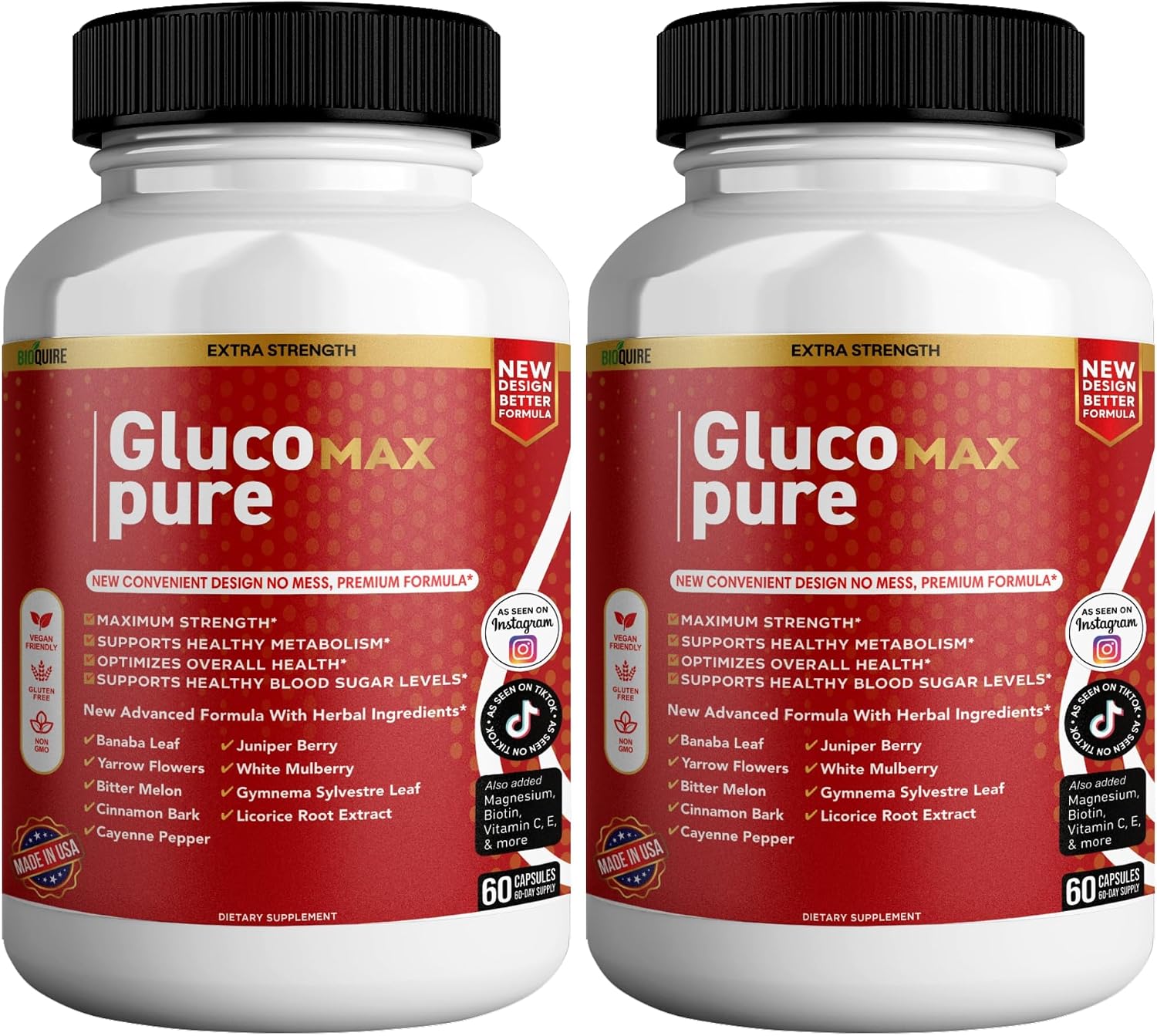 Gluco Max Pure Ultra – 60 Cápsulas – Fórmula Herbal con Vitaminas y Minerales