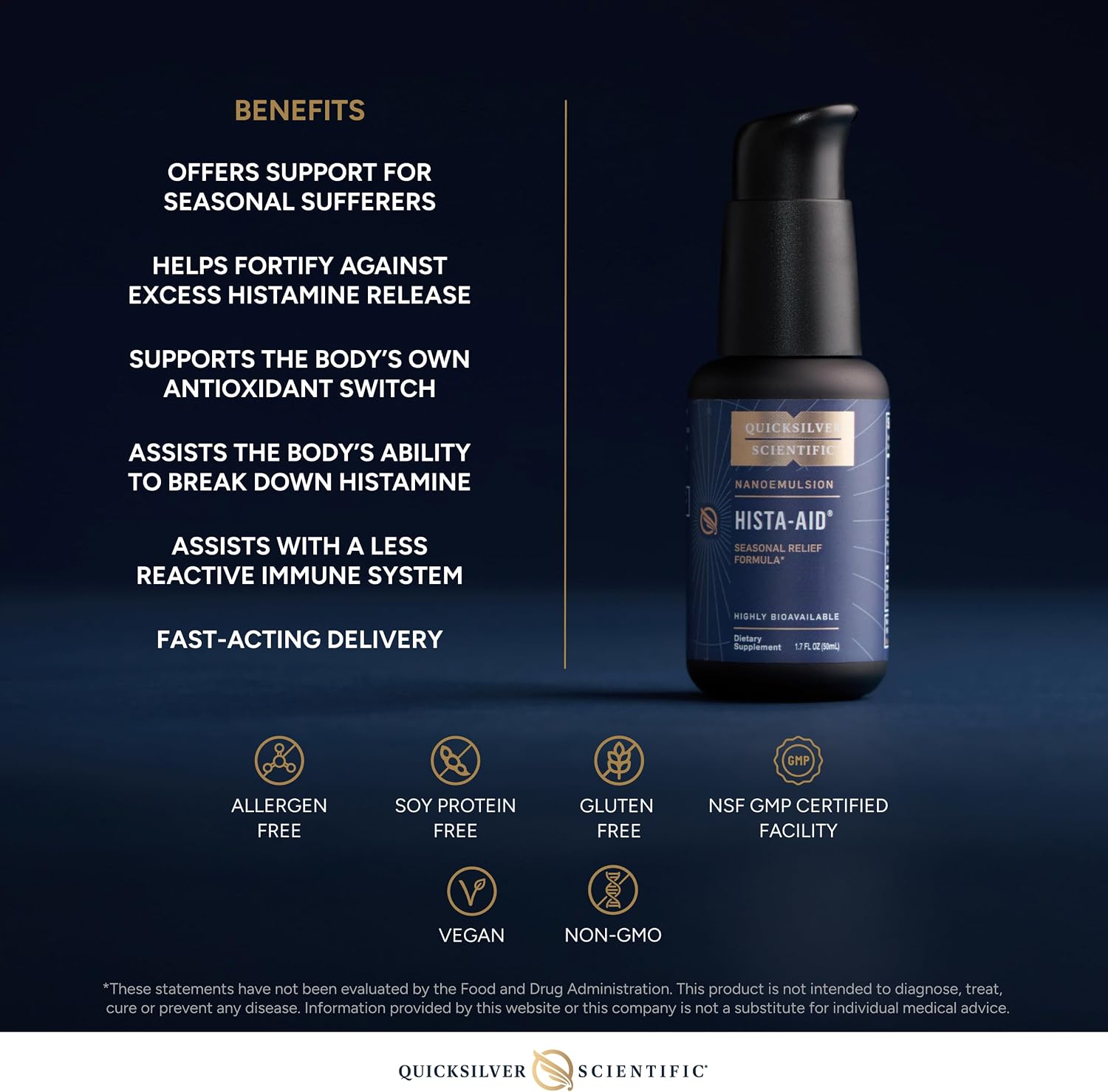 Quicksilver Scientific Nanoemulsified Hista-Aid - Flavonoides para niveles saludables de histamina - Vitamina C liposomal, DIM, Luteolina y Quercetina (50 ml)