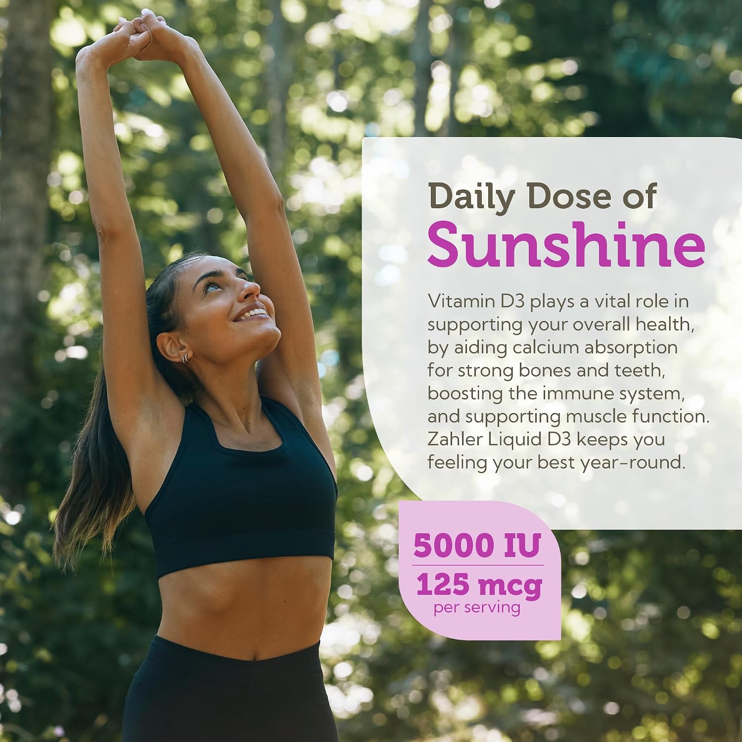 Zahler Vitamina D3 Líquida 5000 UI - Suplemento de Vitamina D3 para Huesos y Sistema Inmunológico - 30 ml