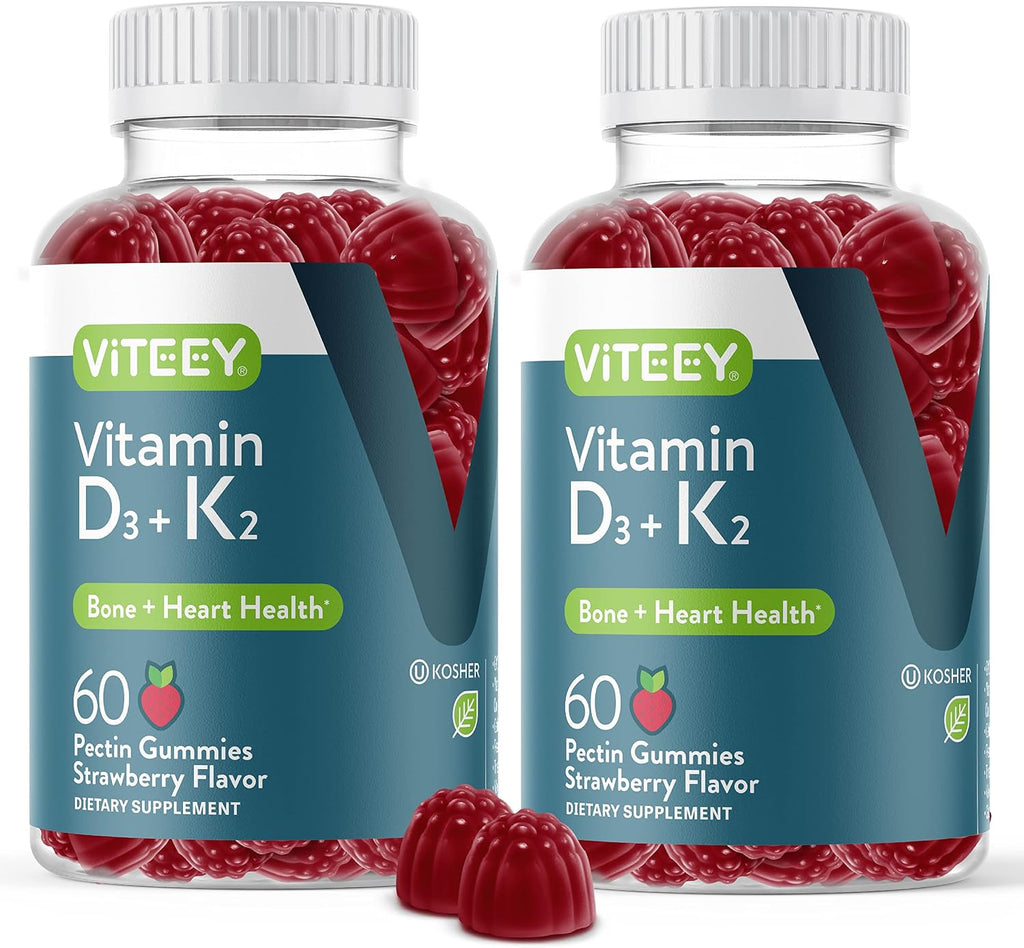 Viteey Gomitas de Vitamina D3 y K2 - 1000 UI D3 + 100 mcg K2 - 60 unidades