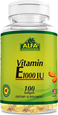 Alfa Vitamins Vitamina E 1000 UI Softgels, 100 Count