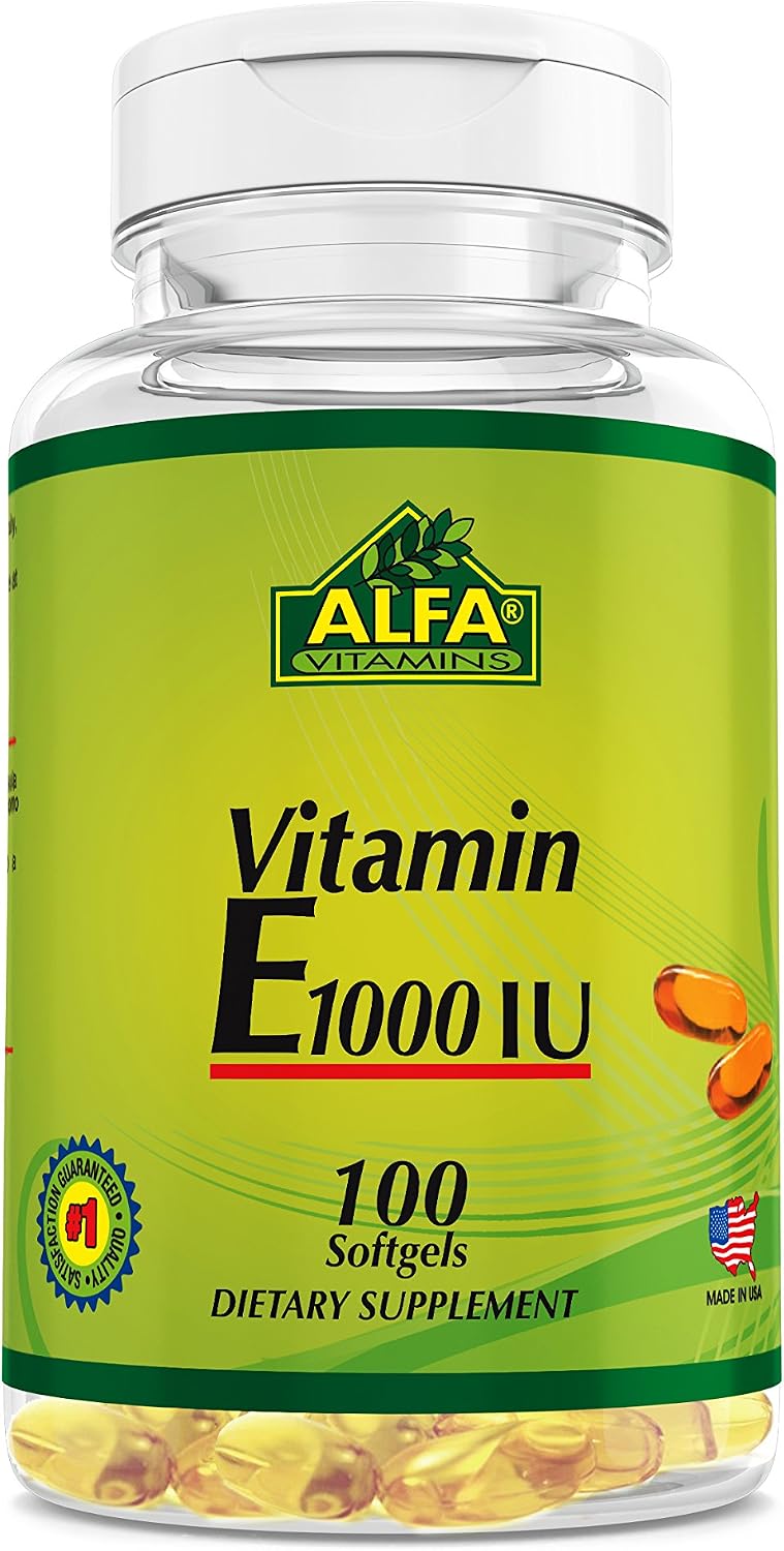 Alfa Vitamins Vitamina E 1000 UI Softgels, 100 Count