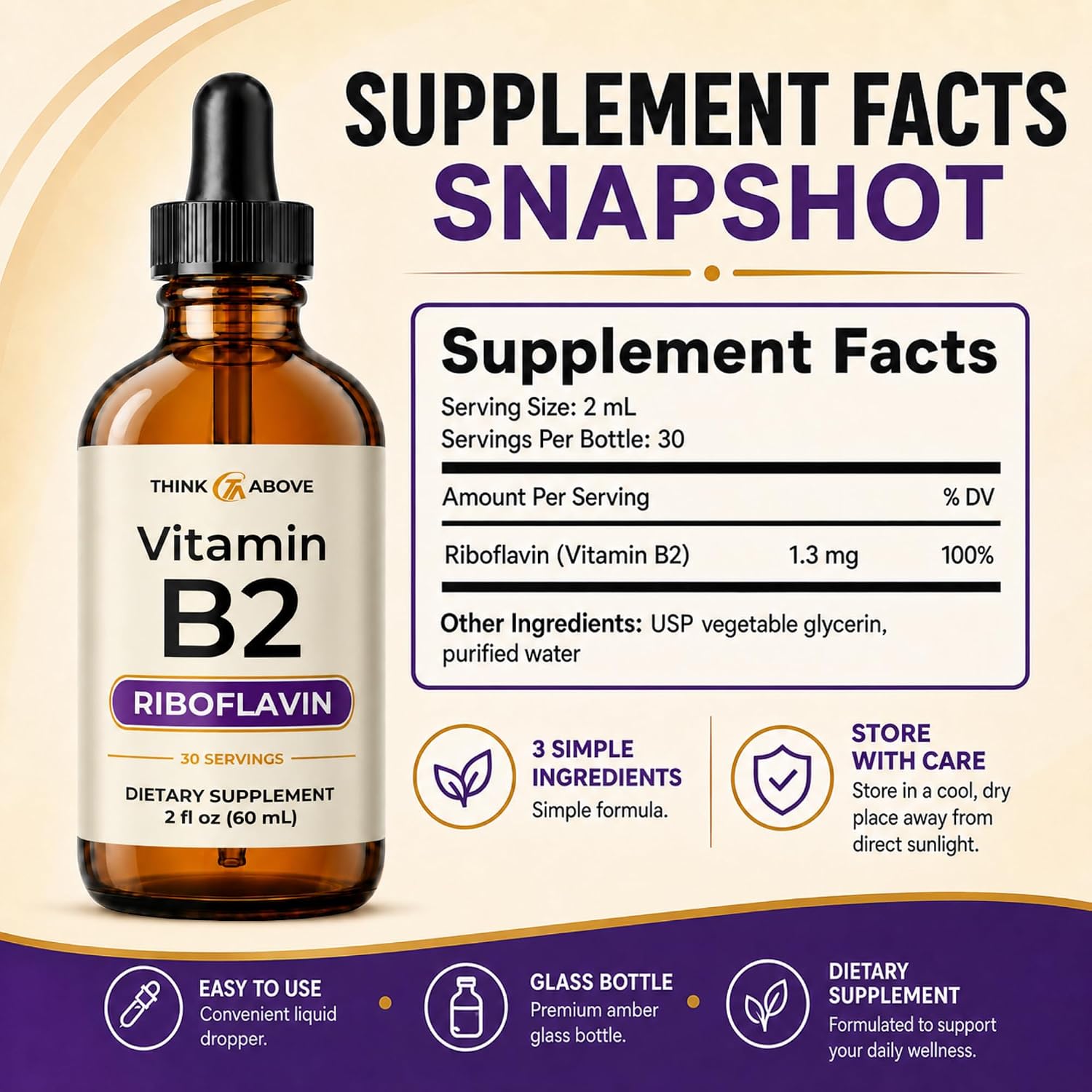 Think Above Vitamina B2 Riboflavina Gotas Líquidas - 60 ml