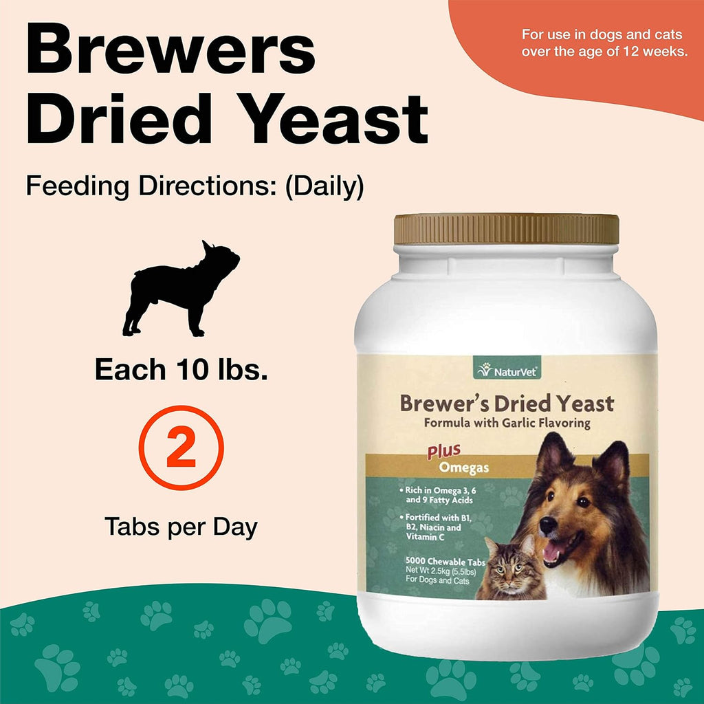 NaturVet Levadura de Cerveza con Ajo – 5000 Masticables para Perros y Gatos