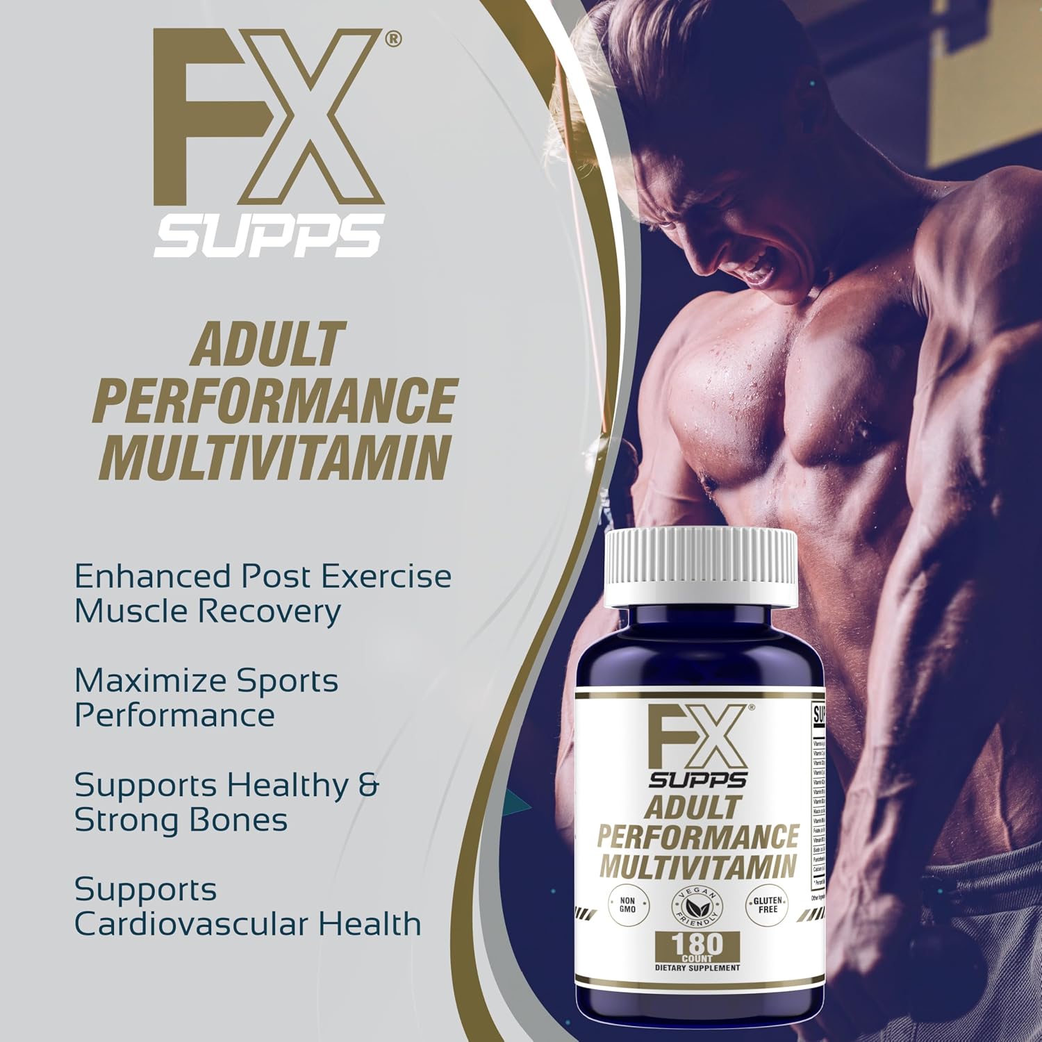 FXSUPPS Performance Multi-Vitamin con Aminoácidos, Beta-Alanina y L-Carnitina, 180 Comprimidos