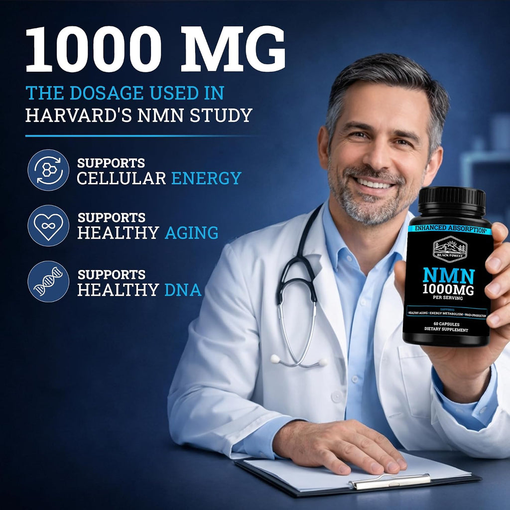 Black Forest NMN 1000 mg - Nicotinamida Mononucleótido con BioPerine® (60 Cápsulas)