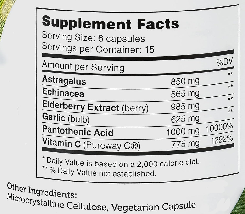 Zahler ImmunAbreve - 90 Cápsulas - Complejo de Vitamina C, Ácido Pantoténico y Equinácea