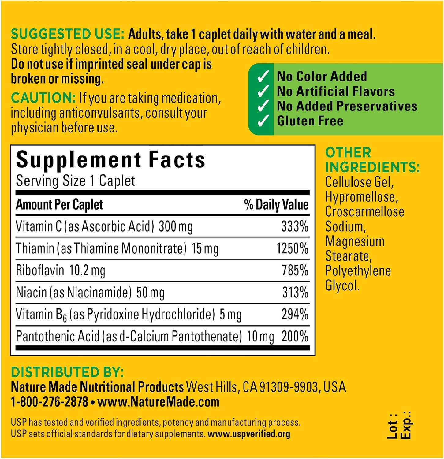 Nature Made Complejo B con Vitamina C, 100 Caplets