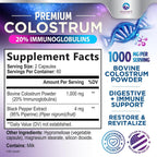 Nature's Peak Calostro Bovino 1000mg con 20% Inmunoglobulinas (IgG) - 120 Cápsulas
