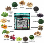 Clean Nutra Cápsulas Orgánicas de Musgo Marino con Ashwagandha, Aceite de Semilla Negra, Raíz de Bardana, Musgo de Vejiga, Moringa, Chlorella, Espirulina, Cúrcuma, Saúco, Amla – 90 Cápsulas Veganas – MiracleMin