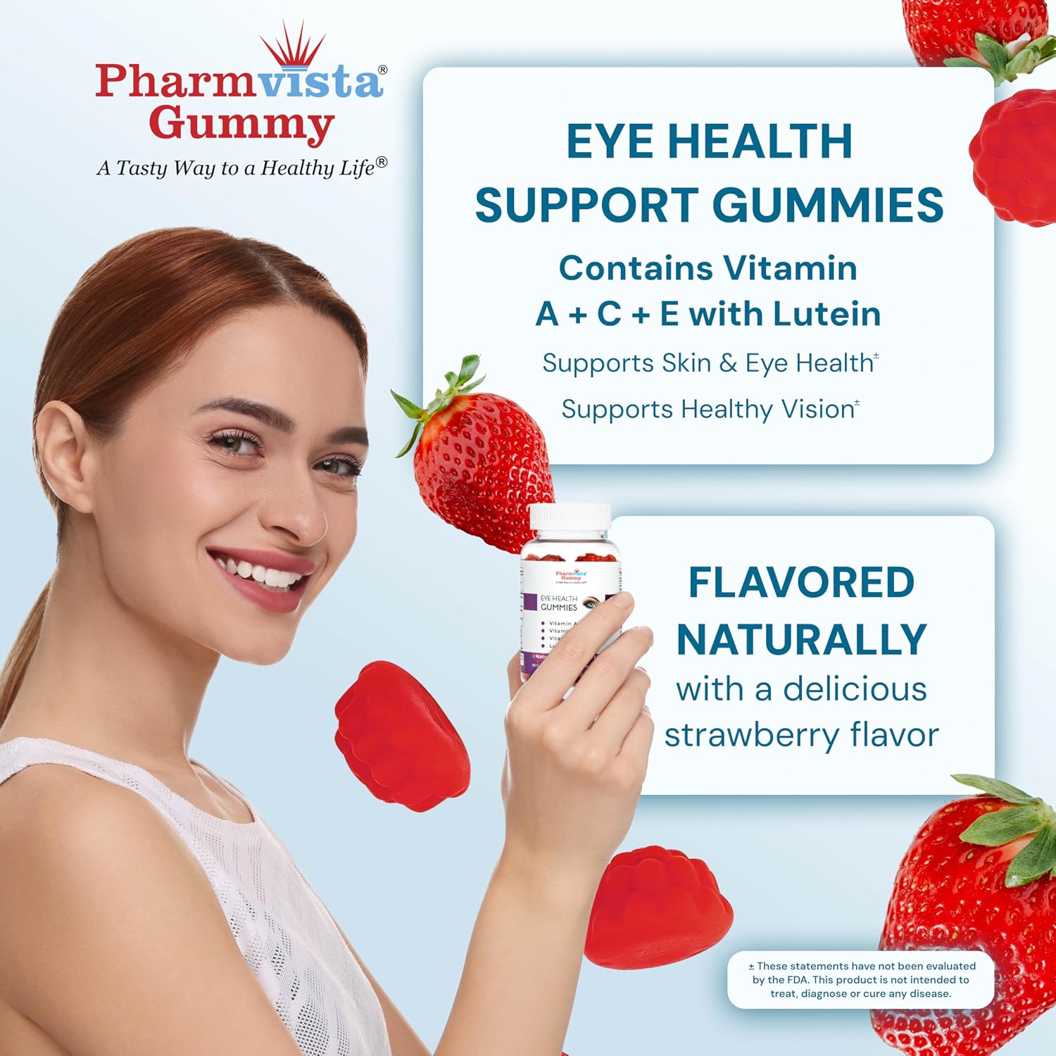 Pharmvista Gummy para la Salud Visual - Vitaminas A, C, E y Luteína - Sin Gluten, Vegano - 60 Gomitas