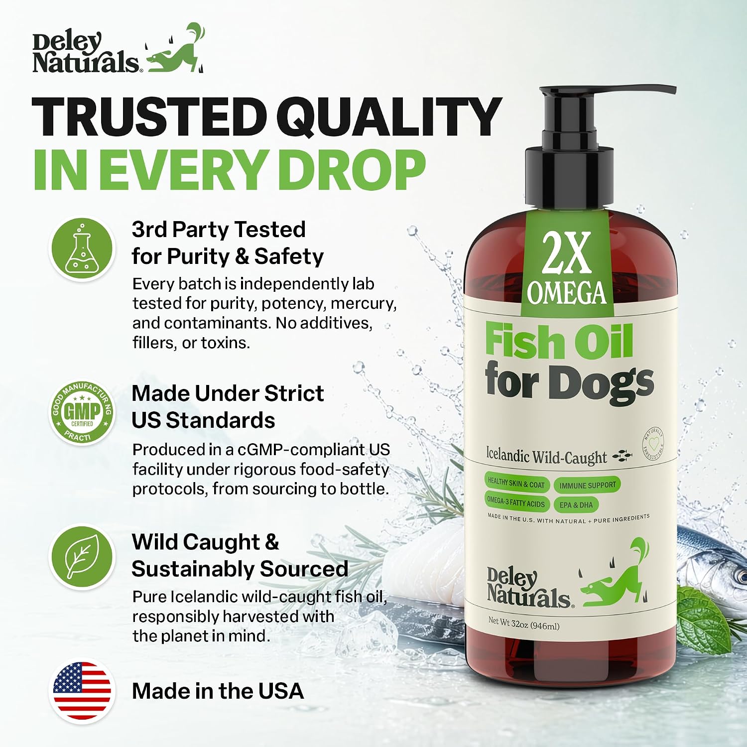 Deley Naturals Aceite de Pescado Omega 3 para Perros - 946 ml (32 oz)