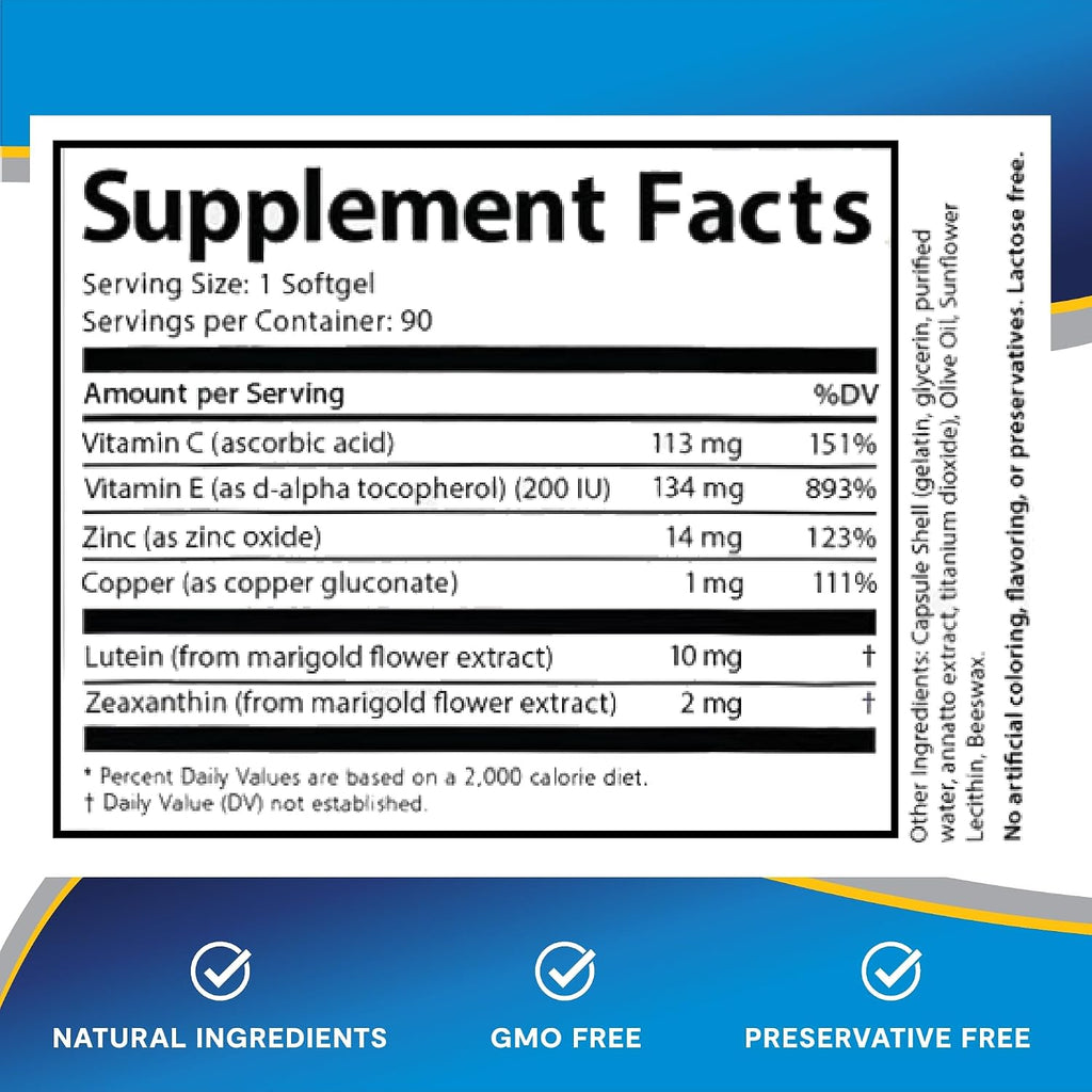 Lipotriad Visionary Eye Vitamins - 90 Cápsulas - Suplemento Ocular con Luteína y Zeaxantina