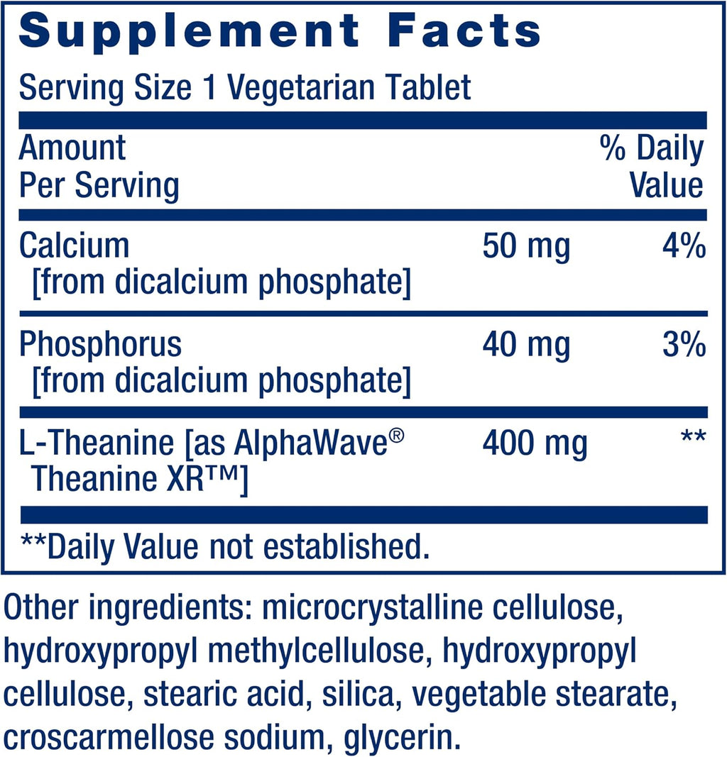 Life Extension Theanine XR – L-Teanina, 30 Comprimidos
