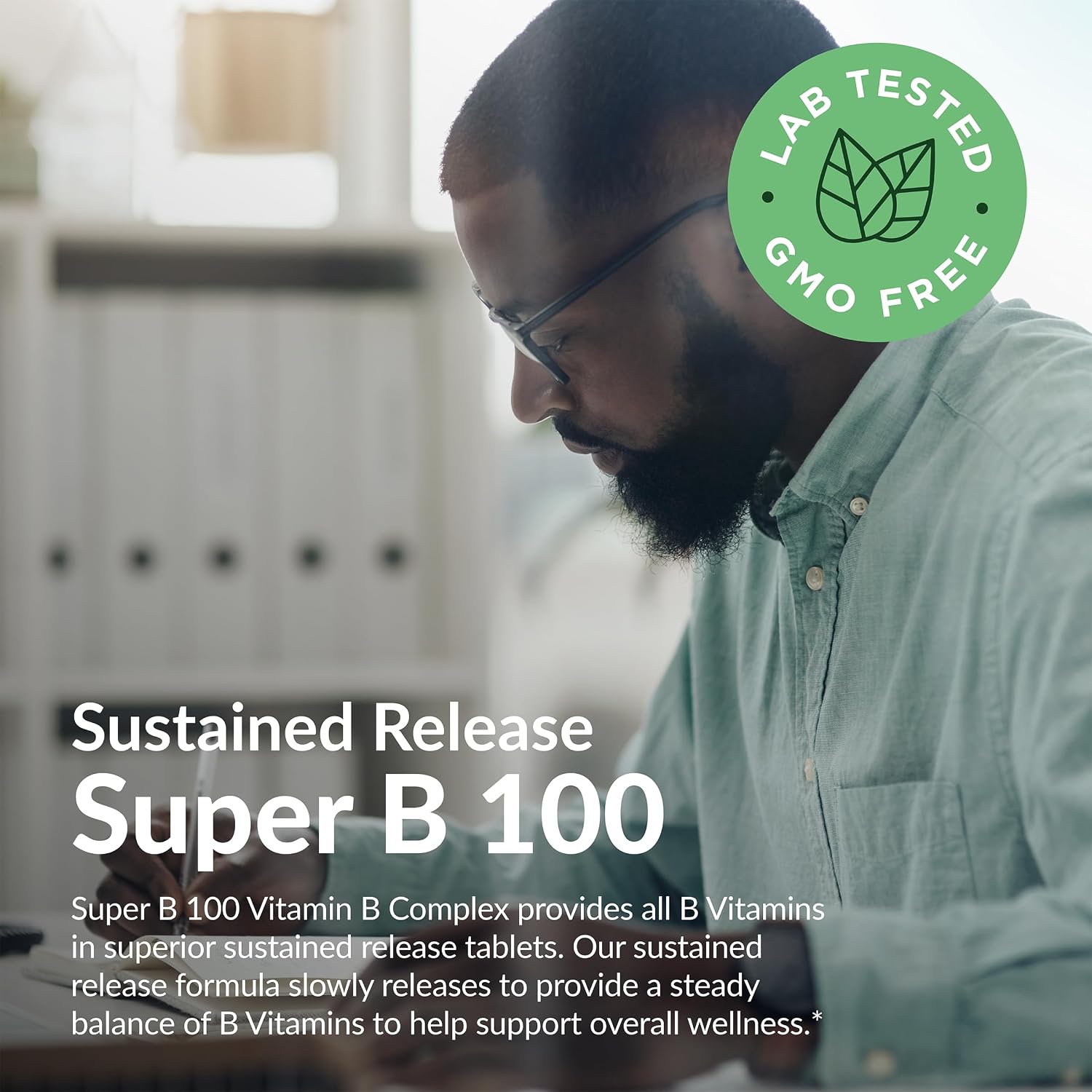 Futurebiotics Super B 100 Liberación Sostenida Complejo de Vitaminas B No Transgénico, 60 Comprimidos Vegetarianos