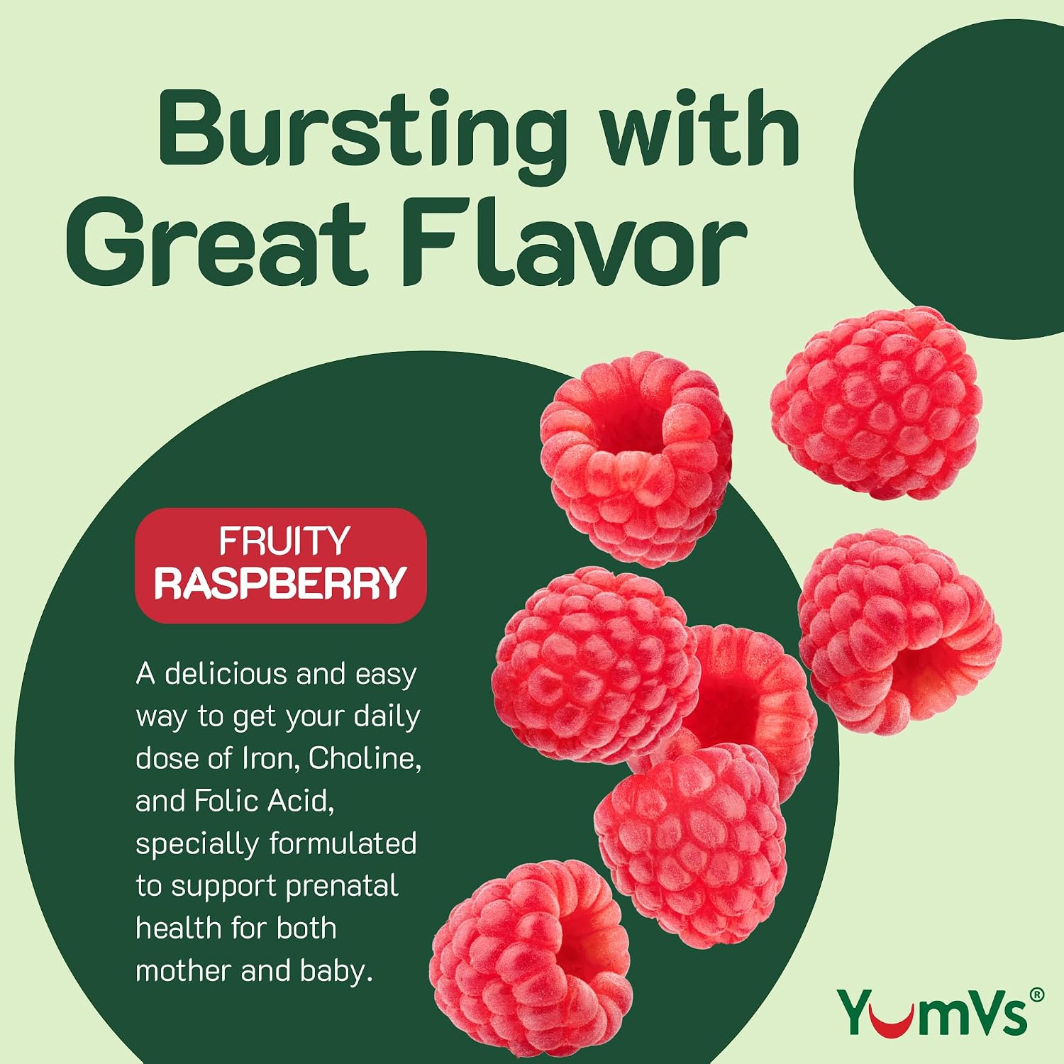 YumVs Gominolas Prenatales con Ácido Fólico, Hierro y Colina - 60 Gominolas