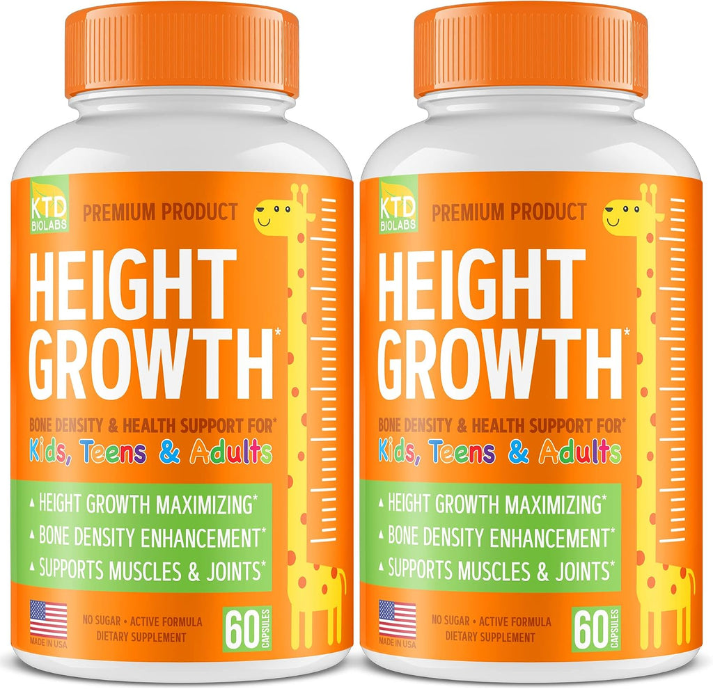 KTD BIOLABS Cápsulas de Crecimiento Infantil – Calcio, Vitamina D3 y Zinc – Fórmula de Desarrollo Diario para Niños y Adolescentes – 60 Cápsulas
