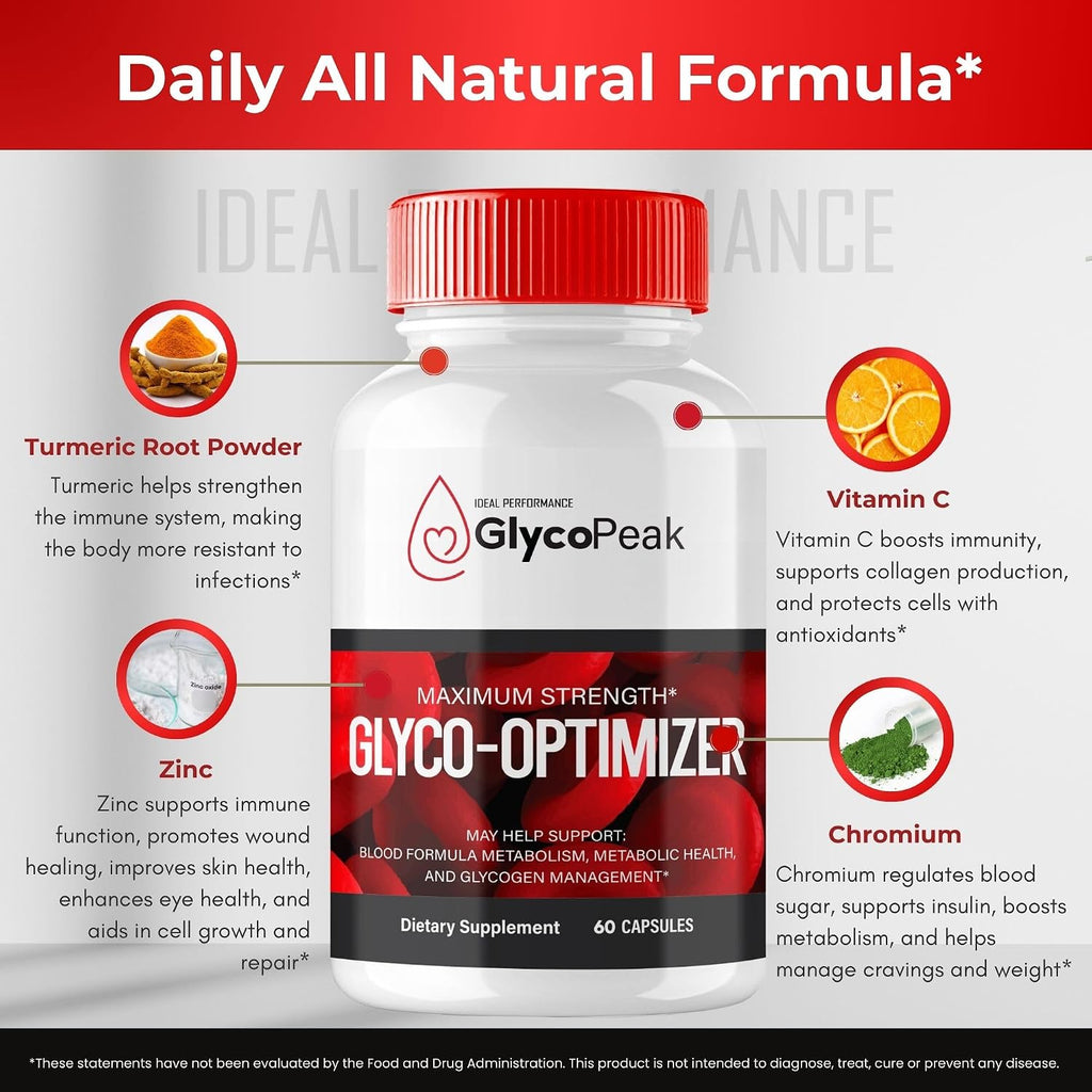 Glyco Peak Glyco Optimizer Supplement Capsules, GlycoPeak Health Support Pills Maximum Strength, Glyco Peak Health & Wellness, All Natural Advanced Formula, GlycoPeak Health Reviews (60 Capsules)