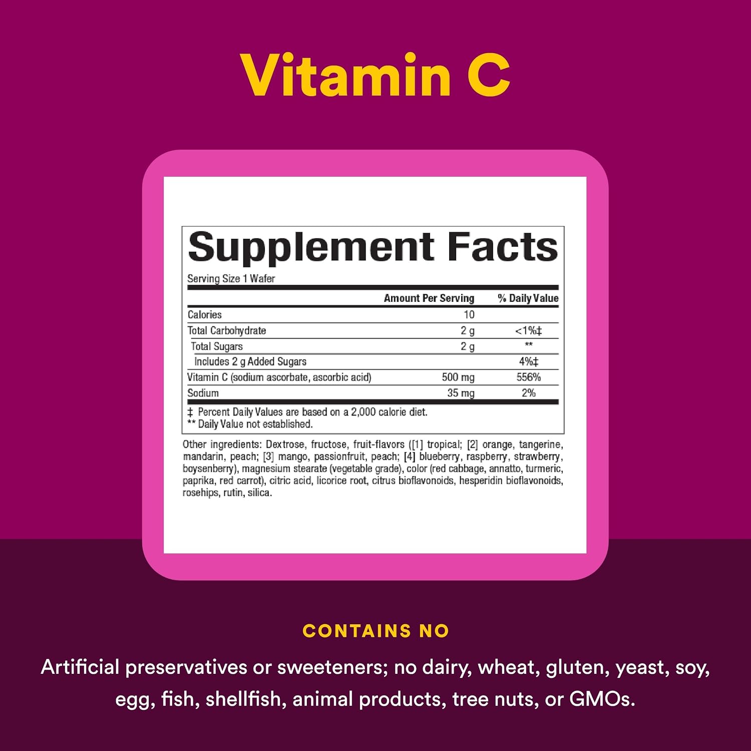 Natural Factors – Vitamina C 500 mg Masticable – Sabor Frutas – 180 Comprimidos