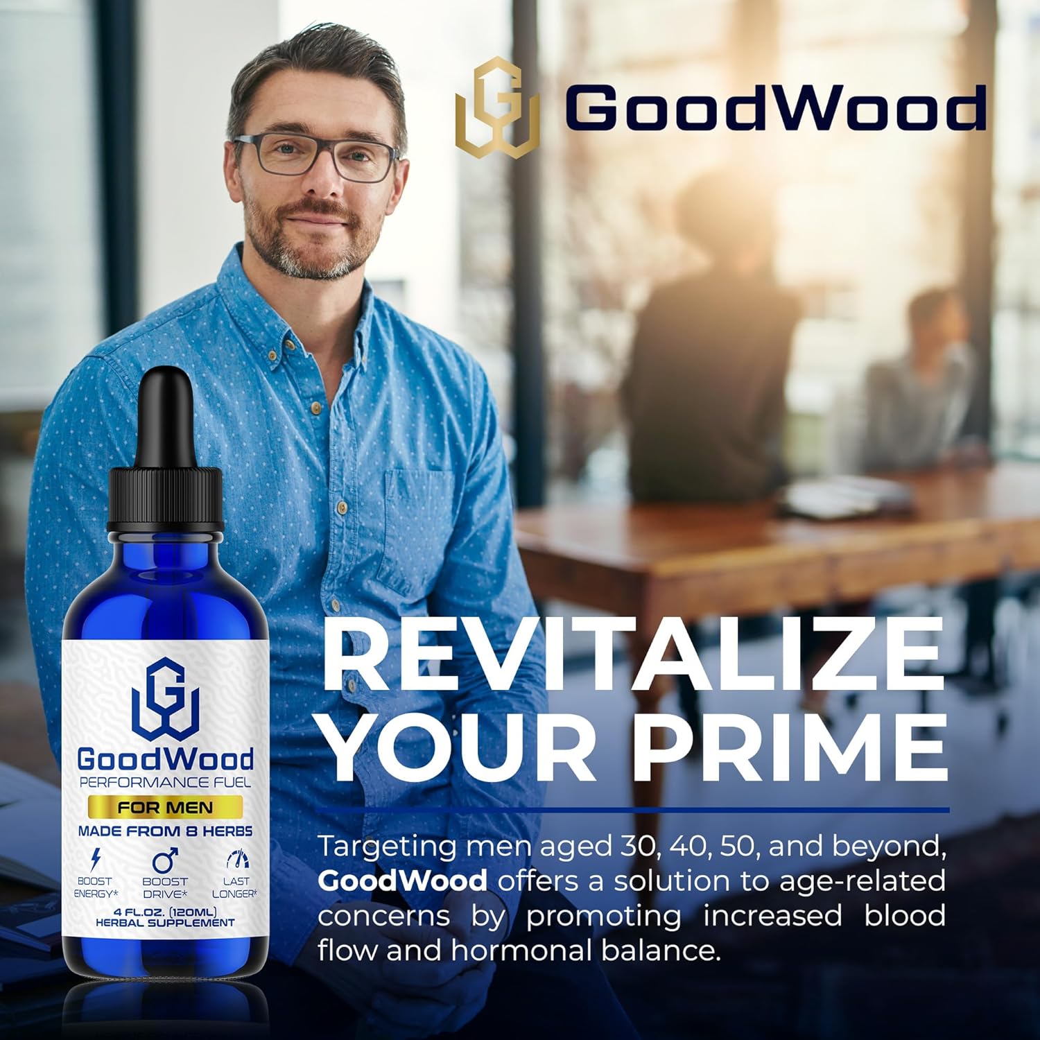 GoodWood Gotas Líquidas para Hombre - Fórmula Herbal Orgánica