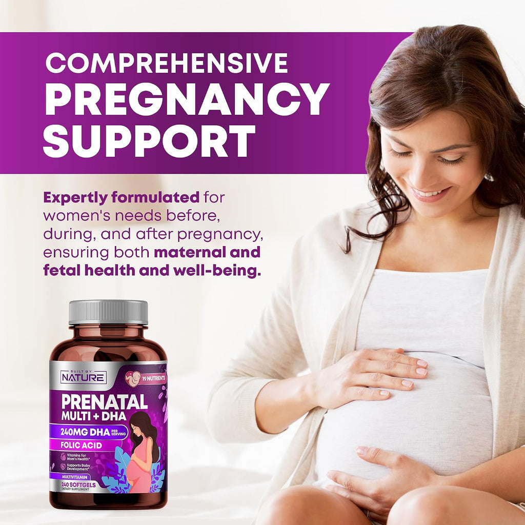 Built by Nature Vitaminas Prenatales para Mujeres, 240 Cápsulas Blandas