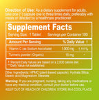 NATURION Vitamina C tamponada 1000 mg con Cúrcuma Orgánica - 180 cápsulas veganas