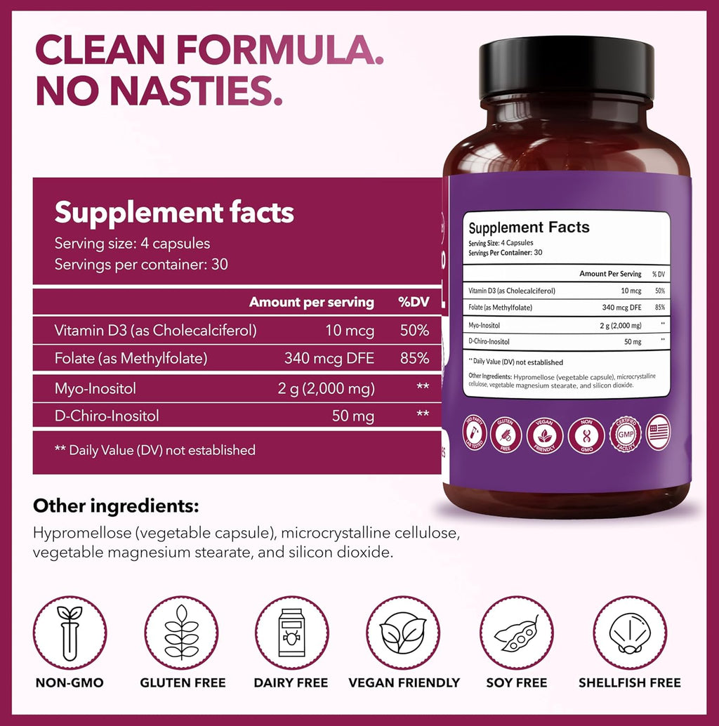 Intimate Rose Myo-Inositol & D-Chiro Inositol con Folato y Vitamina D - 40:1 - Pack de 3