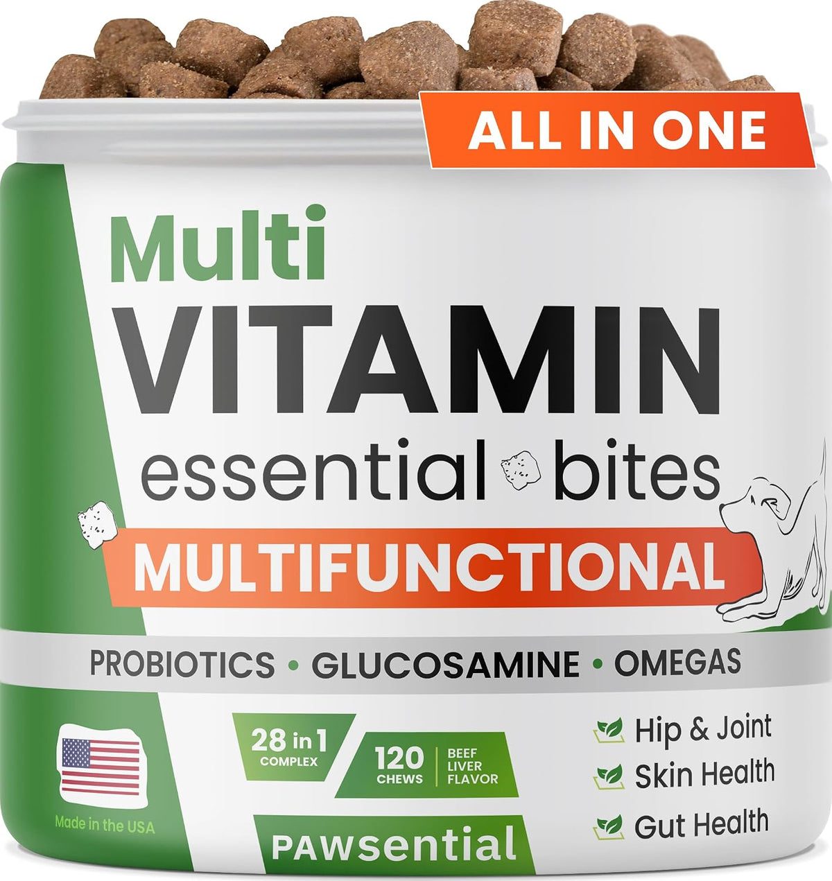 Vitaminas para Perros - Complejo 4 en 1 con – Glucosamina y condroitina: dos compuestos ampliamente utilizados – Image 1