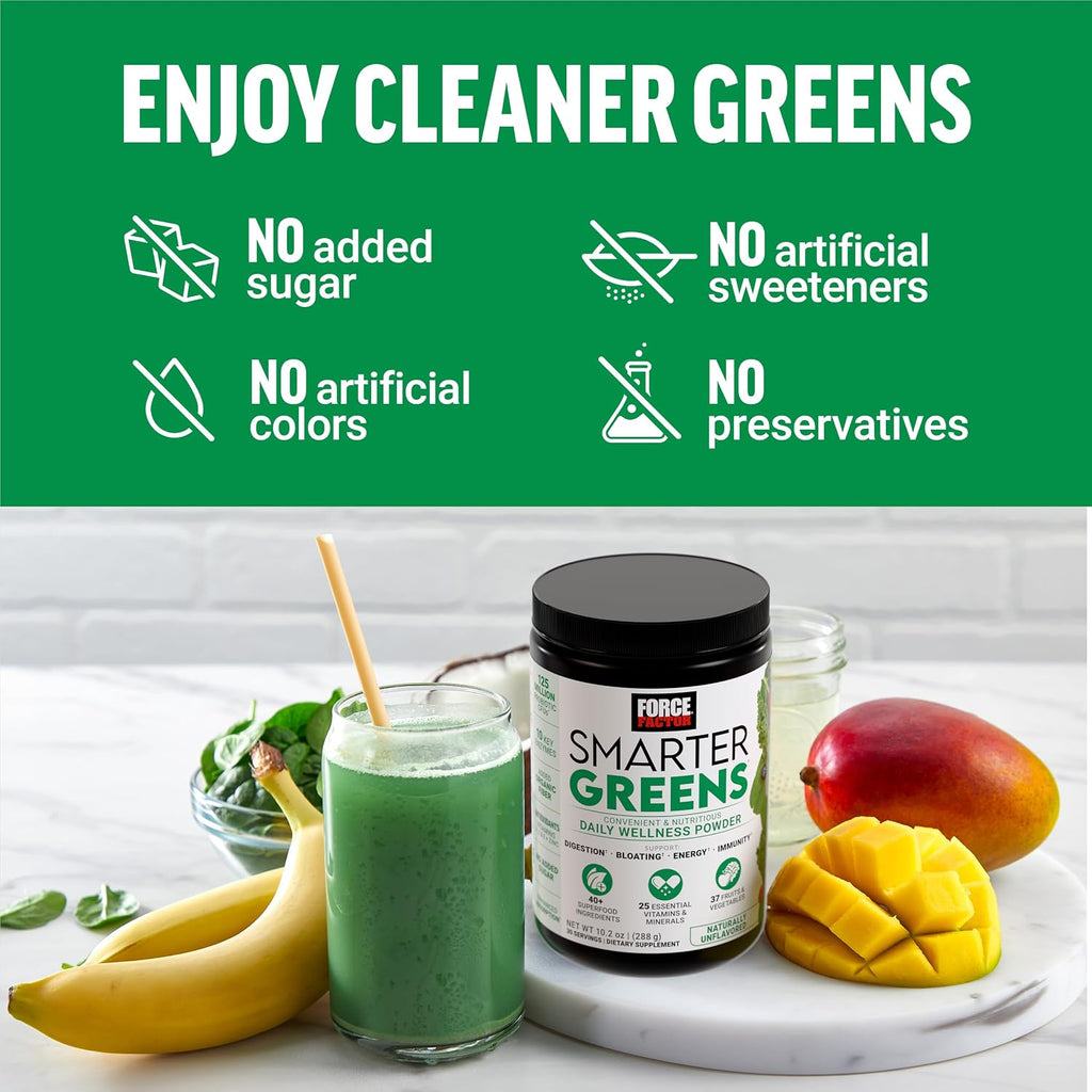 Force Factor Smarter Greens Daily Wellness Powder 2 Pack - Sin Sabor