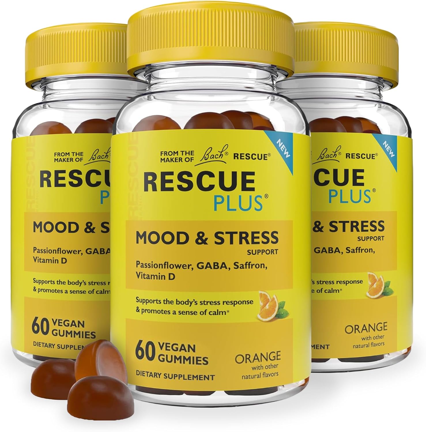 RESCUE Bach Plus Mood & Stress Support Gummies - 180 gominolas (3 pack)