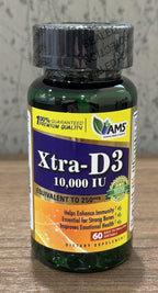 America Medic & Science Xtra D3 Vitamina D 10,000 IU (250 mcg) Complemento de Colecalciferol para Hombres y Mujeres (120 Cápsulas Blandas Fáciles de Tragar)