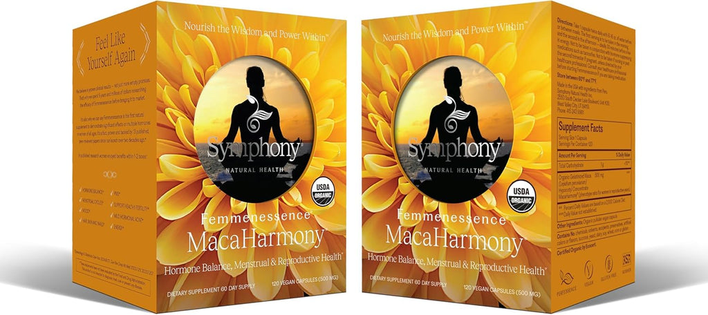 Femmenessence® MacaHarmony® – Equilibrio Hormonal, Salud Menstrual y Fertilidad, 240 Cápsulas Orgánicas Veganas (120 Días)