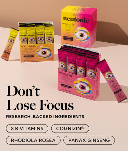 Neutonic Nootropic Focus Blend | 32 Sticks | Sabor Mango Melocotón y Bayas Silvestres | Sin Cafeína – Image 2