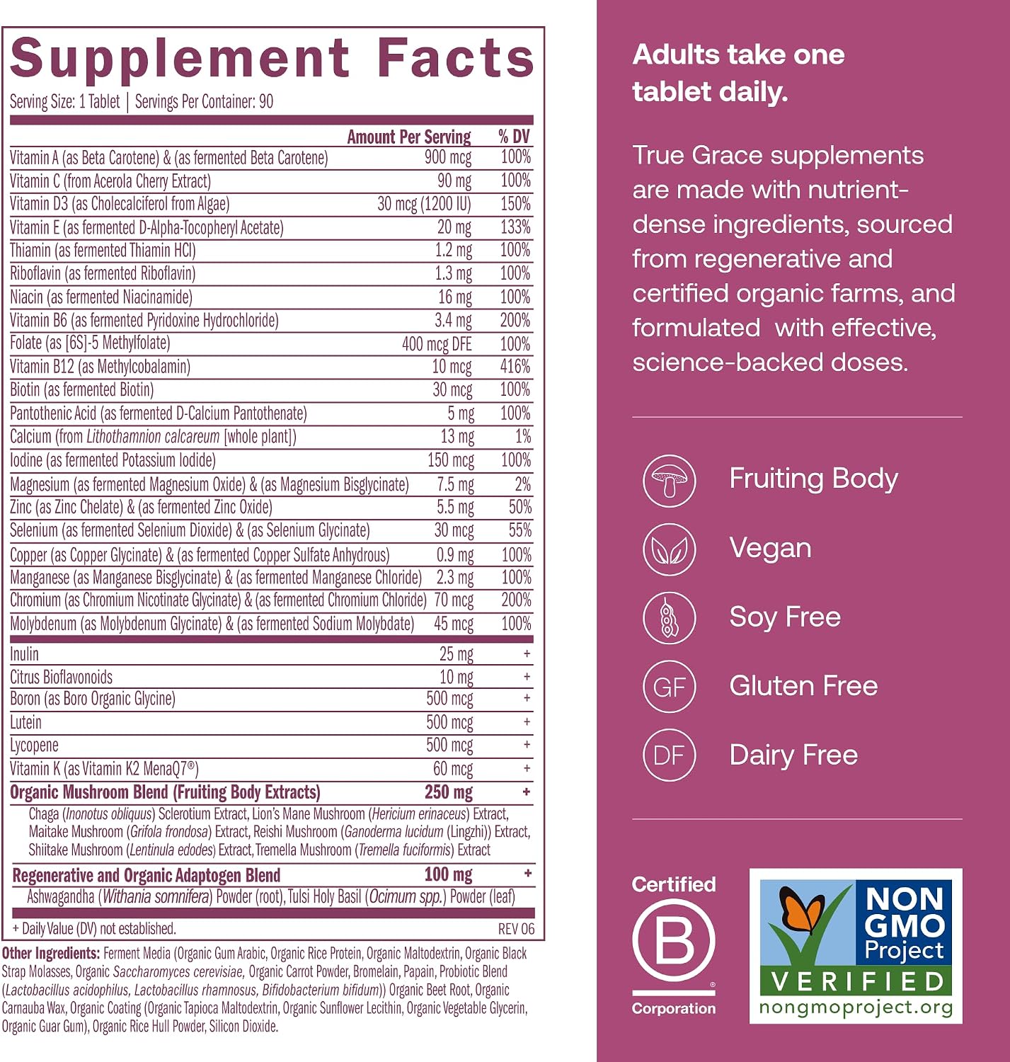 True Grace One Daily Multivitamínico Mujeres 40+ - 90 Comprimidos
