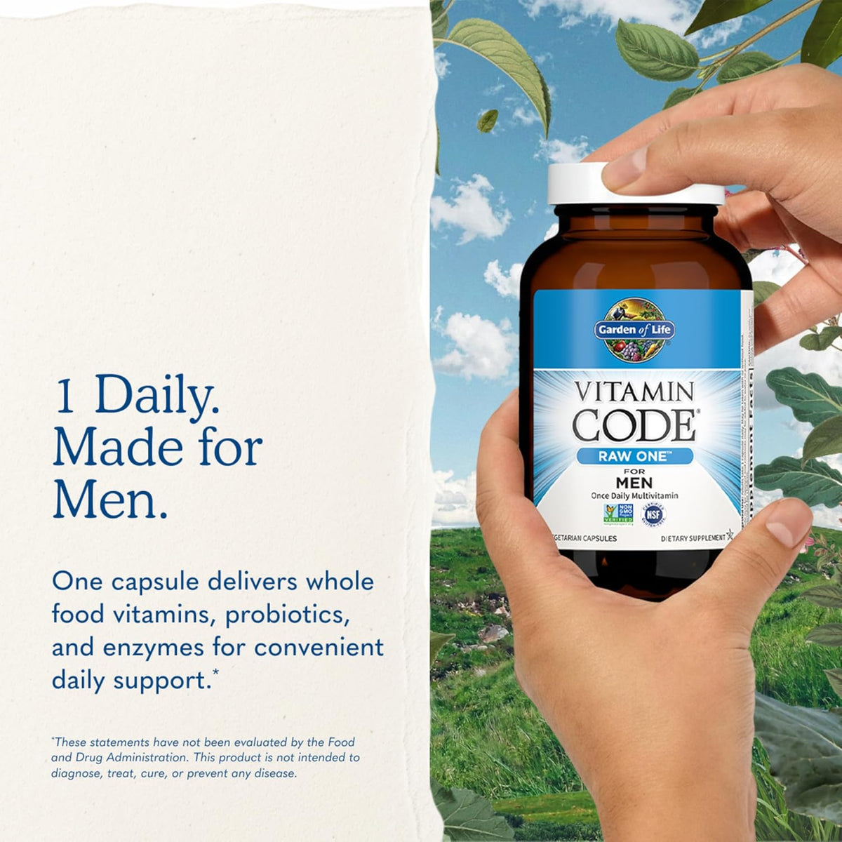 Garden of Life Vitamin Code RAW ONE Multivitamínico Diario para Hombres con Alimentos Integrales y Probióticos, 75 Cápsulas – Image 7