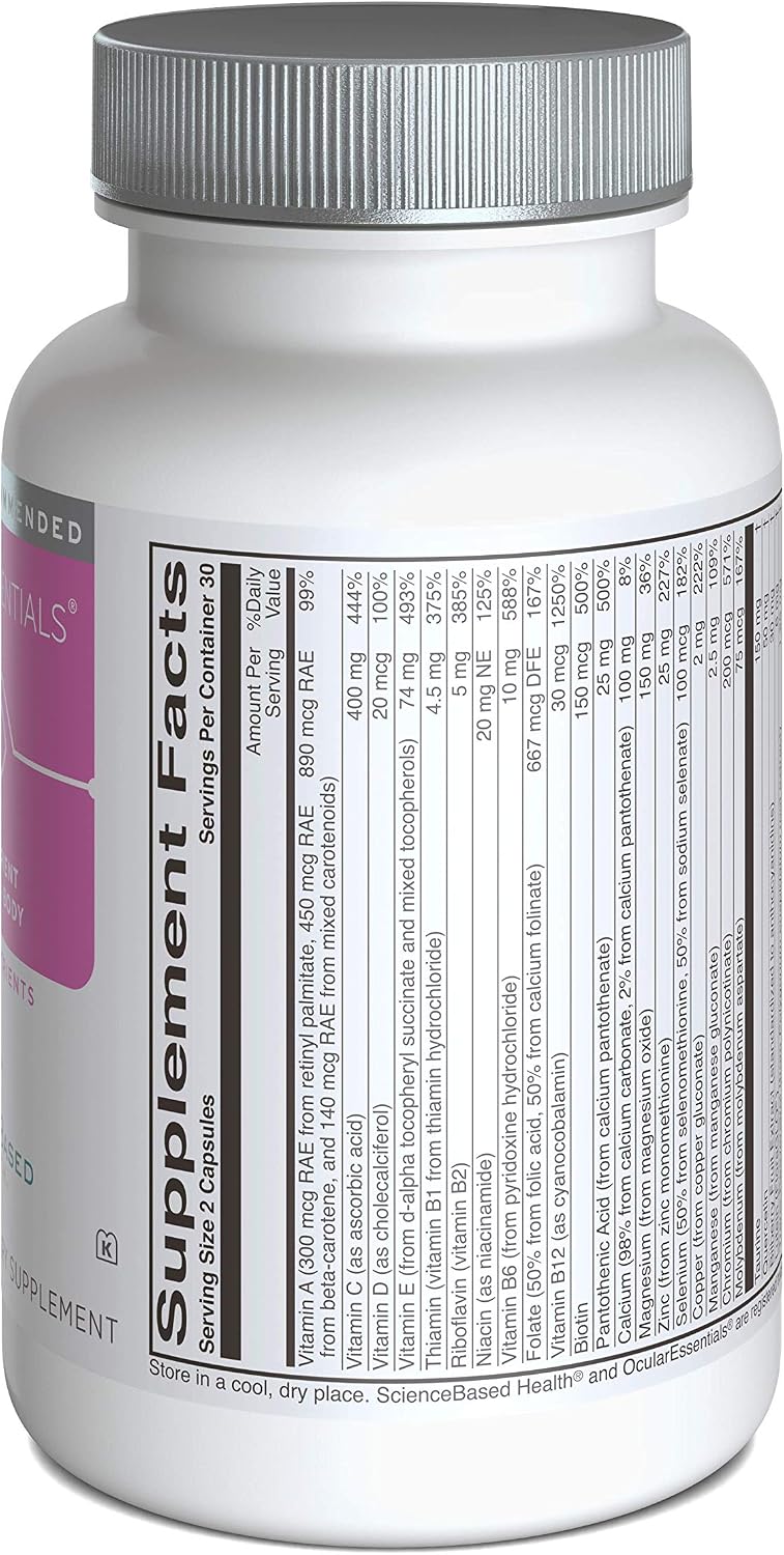 ScienceBased Health OcularEssentials – Daily Multivitamin with Vision Support – 60 Capsules