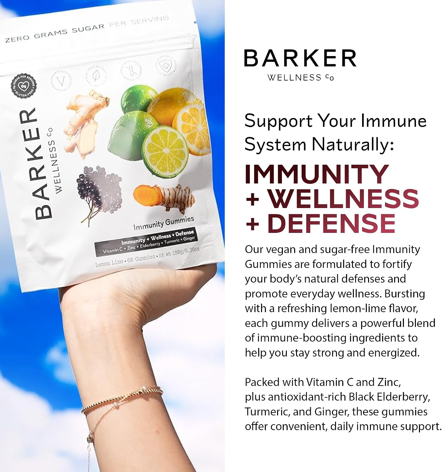 Barker Wellness Gominolas Inmunitarias con Vitamina C y Zinc - 60 uds