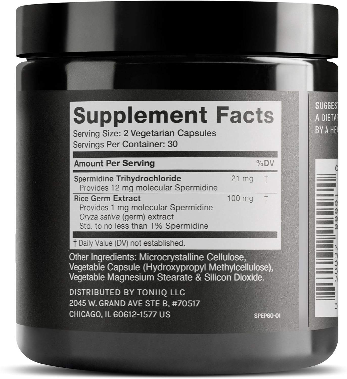 Toniiq 22mg Ultra Concentrated Spermidine Supplement - Espermidina 22mg - 60 Cápsulas Vegetarianas