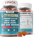 NEVISS Gominolas Brain Focus Sin Azúcar - L-Tirosina 300mg, L-Teanina 200mg, Vitamina B6 100mg, B12 500mcg, Ginkgo Biloba, Rhodiola Rosea, Lion's Mane - 1 Pack